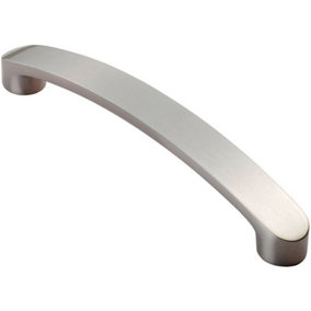 Flat Fronted Bow Pull Handle 140 x 12mm 128mm Fixing Centres Satin Nickel