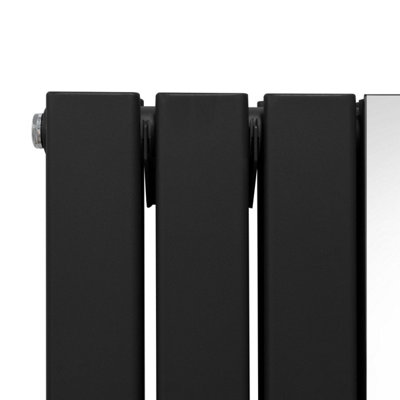 Flat Mirror Radiator & Valves - 1800mm x 565mm - Black
