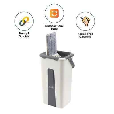 Flat Mop and Bucket Set with 360 Swivel Head and 2x Microfibre Pads Squeeze - 4