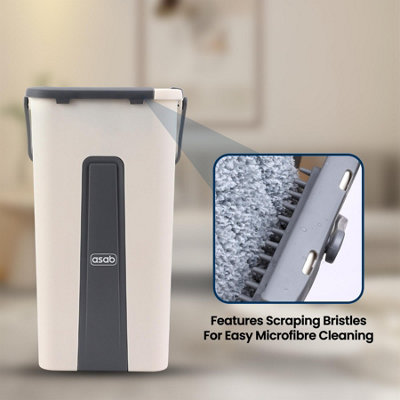 Flat Mop and Bucket Set with 360 Swivel Head and 2x Microfibre Pads Squeeze - 6