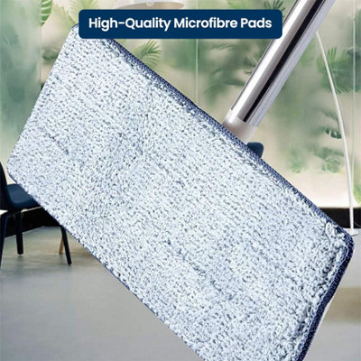 Flat Mop and Bucket Set with 360 Swivel Head and 2x Microfibre Pads Squeeze - 7