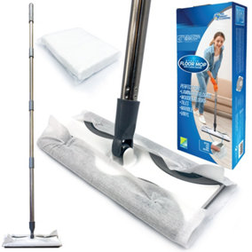 Flat Mop with 10 Disposable Static Floor Wipes