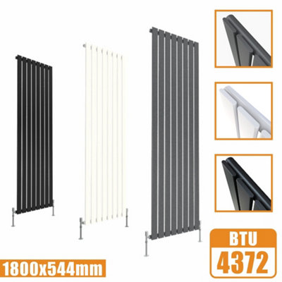 Flat Panel 1 Column Vertical Designer Radiator in Matte Anthracite ...