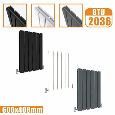 Flat Panel 2 Column Horizontal Designer Radiator in Matte Black - 600mm ...
