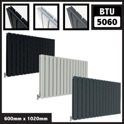 Flat Panel 2 Column Horizontal Designer Radiator in Matte White - 600mm ...