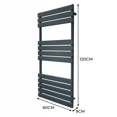 Flat Panel Towel Radiator 1200mm x 600mm Anthracite Grey DIY at B Q
