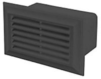 Flat Plastic Air Brick - 204x60mm - Black