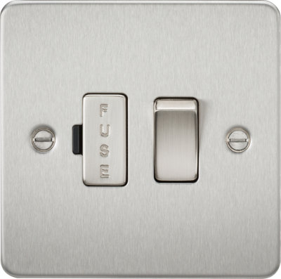 Flat Plate 13A switched fused spur unit - brushed chrome, FP6300BC, 1