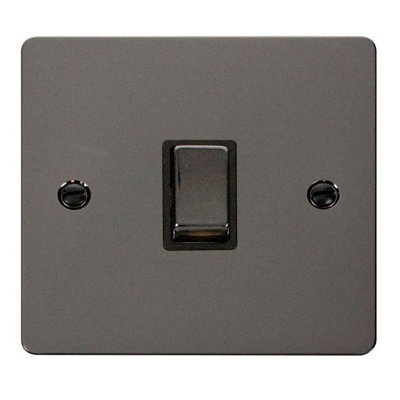 Flat Plate Black Nickel 1 Gang 20A Ingot DP Switch - Black Trim - SE Home