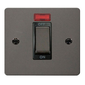 Flat Plate Black Nickel 1 Gang Ingot Size 45A Switch With Neon - Black Trim - SE Home
