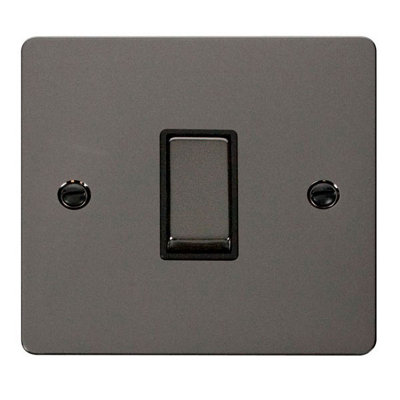 Flat Plate Black Nickel 10A 1 Gang 2 Way Ingot Light Switch - Black Trim - SE Home