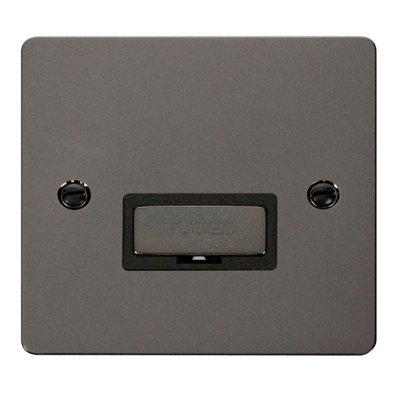 Flat Plate Black Nickel 13A Fused Ingot Connection Unit - Black Trim - SE Home