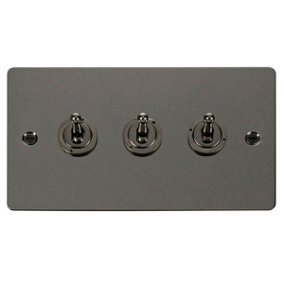 Flat Plate Black Nickel 3 Gang 2 Way 10AX Toggle Light Switch - SE Home