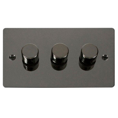 Flat Plate Black Nickel 3 Gang 2 Way LED 100W Trailing Edge Dimmer Light Switch - SE Home Price Comparisons | Compare The Build