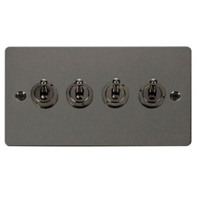 Flat Plate Black Nickel 4 Gang 2 Way 10AX Toggle Light Switch - SE Home