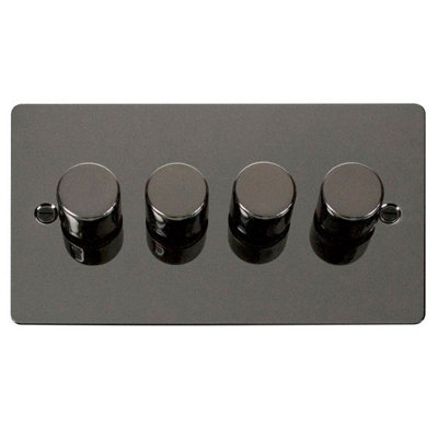 Flat Plate Black Nickel 4 Gang 2 Way LED 100W Trailing Edge Dimmer ...