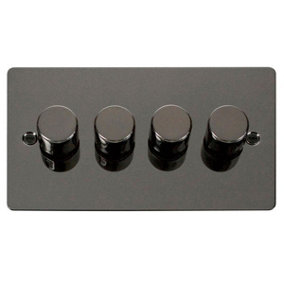 Flat Plate Black Nickel 4 Gang 2 Way LED 100W Trailing Edge Dimmer Light Switch. - SE Home