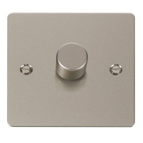Flat Plate Pearl Nickel 1 Gang 2 Way LED 100W Trailing Edge Dimmer Light Switch - SE Home
