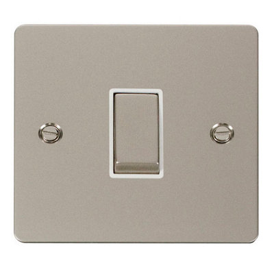 Flat Plate Pearl Nickel 10A 1 Gang 2 Way Ingot Light Switch - White Trim - SE Home