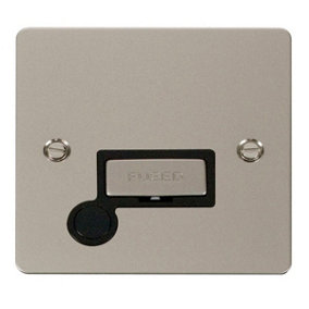 Flat Plate Pearl Nickel 13A Fused Ingot Connection Unit With Flex - Black Trim - SE Home