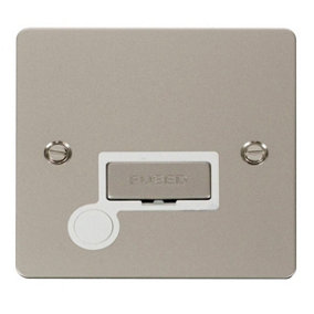 Flat Plate Pearl Nickel 13A Fused Ingot Connection Unit With Flex - White Trim - SE Home