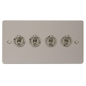 Flat Plate Pearl Nickel 4 Gang 2 Way 10AX Toggle Light Switch - SE Home