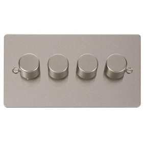 Flat Plate Pearl Nickel 4 Gang 2 Way LED 100W Trailing Edge Dimmer Light Switch. - SE Home