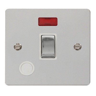 Flat Plate Polished Chrome 1 Gang 20A Ingot DP Switch With Flex With Neon - White Trim - SE Home