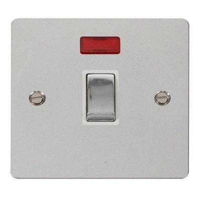 Flat Plate Polished Chrome 1 Gang 20A Ingot DP Switch With Neon - White Trim - SE Home