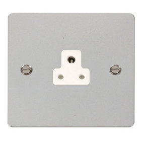 Flat Plate Polished Chrome 1 Gang 2A Round Pin Socket - White Trim - SE Home