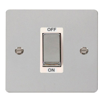 Flat Plate Polished Chrome 1 Gang Ingot Size 45A Switch - White Trim - SE Home