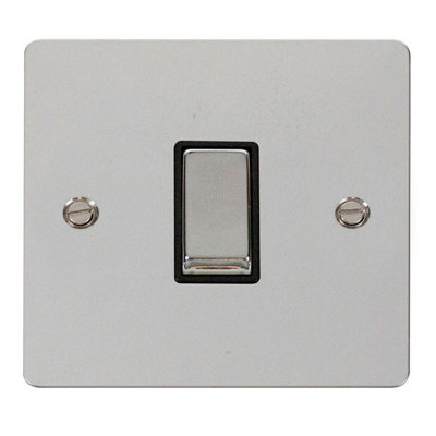 Flat Plate Polished Chrome 10A 1 Gang 2 Way Ingot Light Switch - Black Trim - SE Home