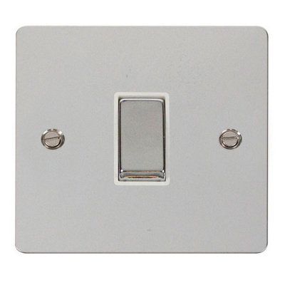 Flat Plate Polished Chrome 10A 1 Gang 2 Way Ingot Light Switch - White Trim - SE Home