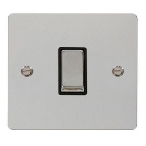 Flat Plate Polished Chrome 10A 1 Gang Intermediate Ingot Light Switch - Black Trim - SE Home