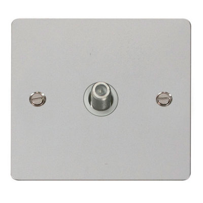 Flat Plate Polished Chrome Satellite Socket 1 Gang - White Trim - SE Home