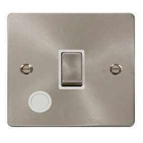 Flat Plate Satin / Brushed Chrome 1 Gang 20A Ingot DP Switch With Flex - White Trim - SE Home