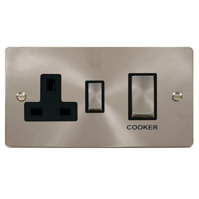 Flat Plate Satin / Brushed Chrome Cooker Control Ingot 45A With 13A ...