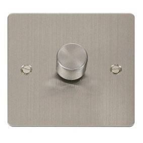 Flat Plate Stainless Steel 1 Gang 2 Way LED 100W Trailing Edge Dimmer Light Switch - SE Home