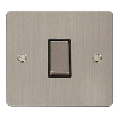 Flat Plate Stainless Steel 10A 1 Gang 2 Way Ingot Light Switch - Black Trim - SE Home