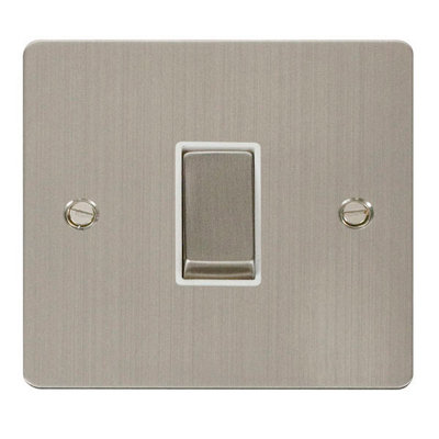 Flat Plate Stainless Steel 10A 1 Gang 2 Way Ingot Light Switch - White Trim - SE Home