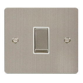 Flat Plate Stainless Steel 10A 1 Gang 2 Way Ingot Light Switch - White Trim - SE Home