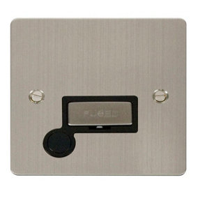 Flat Plate Stainless Steel 13A Fused Ingot Connection Unit With Flex - Black Trim - SE Home