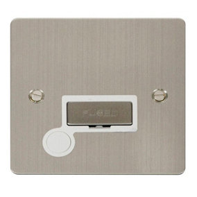 Flat Plate Stainless Steel 13A Fused Ingot Connection Unit With Flex - White Trim - SE Home