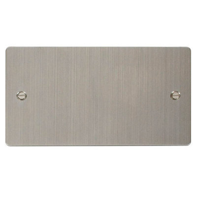 Flat Plate Stainless Steel 2 Gang Blank Plate - SE Home | DIY at B&Q