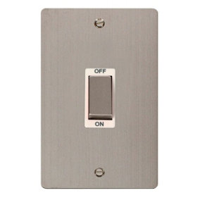 Flat Plate Stainless Steel 2 Gang Ingot Size 45A Switch - White Trim - SE Home