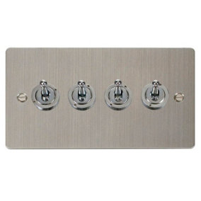 Flat Plate Stainless Steel 4 Gang 2 Way 10AX Toggle Light Switch - SE Home