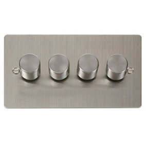 Flat Plate Stainless Steel 4 Gang 2 Way LED 100W Trailing Edge Dimmer Light Switch. - SE Home
