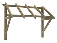 Flat roof wooden Porch Canopy 1.8m pressure-treated, (H) 1340mm x (W) 1800mm x (D) 660mm