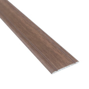 Flat self-adhesive wood effect aluminium door floor edging bar strip trim threshold 930 x 30mm a02 chile nut