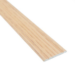 Flat self-adhesive wood effect aluminium door floor edging bar strip trim threshold 930 x 30mm a02 fawn